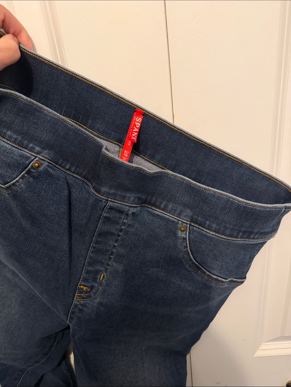 SPANX Dark Blue Womens Distressed Jeggings - Picture 7 of 7